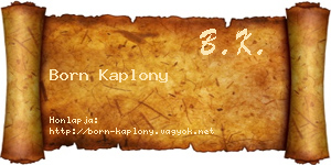 Born Kaplony névjegykártya